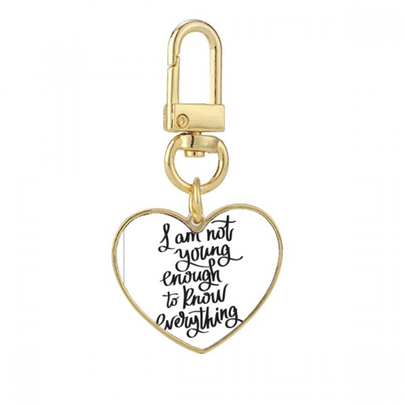 I Am Not Young Enouth to Know Everything Gold Heart Keychain Metal Keyring Holder