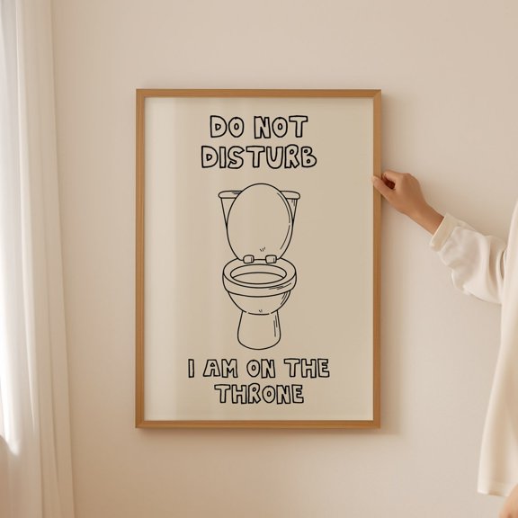 I Am On The Throne Minimalist Toilet Art Retro Typography Guest Bath Decor Unframed Paper Print