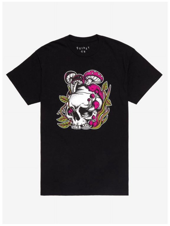I Am Organic Skull Mushroom Puff Print T-Shirt Mens/Unisex Large Hot Topic 2023