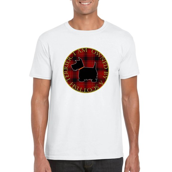 I Am Owned By A Scottie Design New Scottish Terrier Dog T-Shirt, for men & women, up to size 5XL