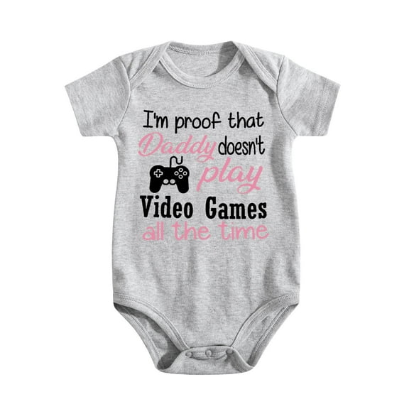 I Am Proof Daddy Does Not Play Video Games All The Time – Funny Baby Bodysuit Gift for New Parents Light Gray-style 3-6M