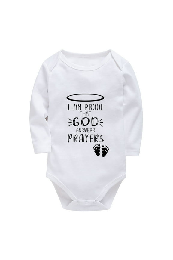 I Am Proof God Answers Prayers Going Home Outfit for Baby Long Sleeve Baby Bodysuit Long Sleeve White Baby Boy Onsies0-3 Mo
