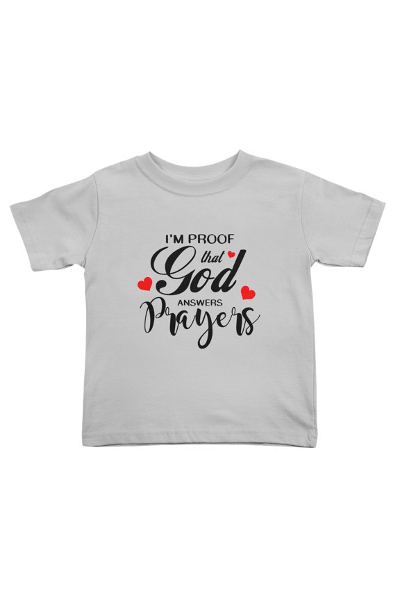 I Am Proof That God Answers Prayers Cute Toddler Tshirts for Boys Girls (Gray, Youth M)