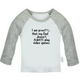 thumbnail image 1 of I Am Proof That My Dadd Doesn't Always Play Video Games Funny T shirt For Baby, Newborn Babies T-shirts, Infant Tops, 0-24M Kids Graphic Tees Clothing (Long Gray Raglan T-shirt, 6-12 Months), 1 of 4