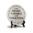 thumbnail image 1 of I Am Smart, Capable And Talented Wood Color Circle Table Sign (5" X 5"), 1 of 4