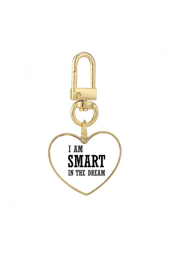 I Am Smart In The Dream Art Deco Fashion Gold Heart Keychain Metal Keyring Holder