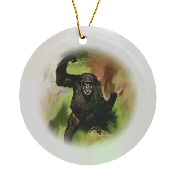 3drose, I Am Strong Monkey, Circle Porcelain Ornament