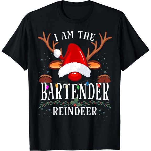 I Am The Bartender Reindeer Christmas Family T-Shirt