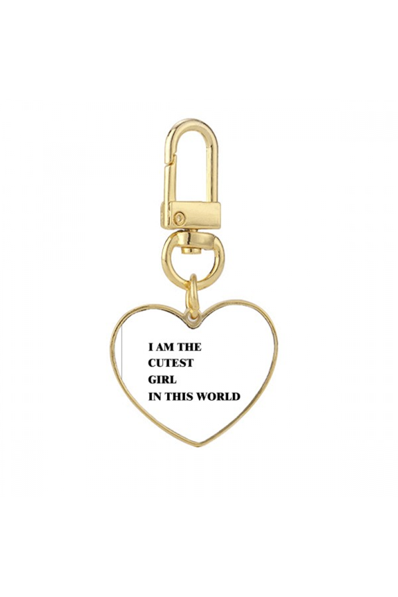 I Am The Cutest Girl Art Deco Fashion Gold Heart Keychain Metal Keyring Holder