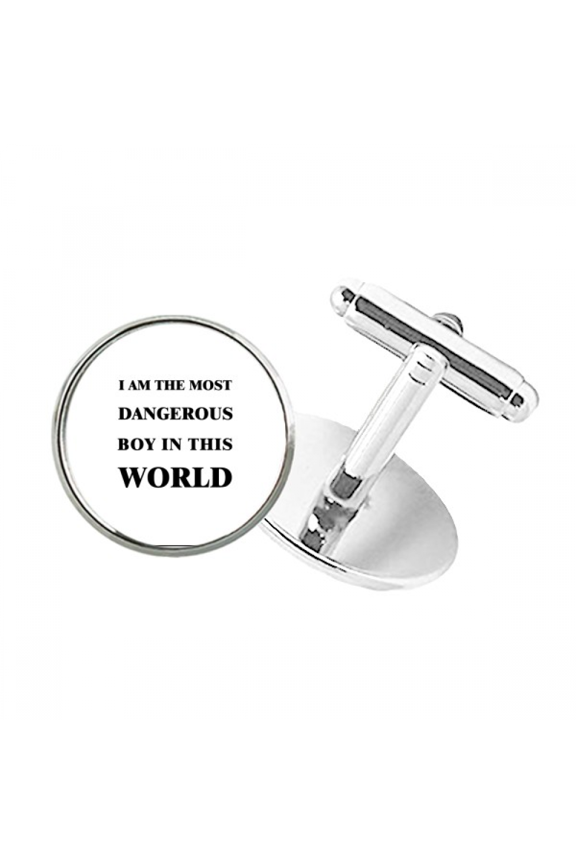 I Am The Dangerous Boy Round Button Cuff Clip Stud Cufflinks