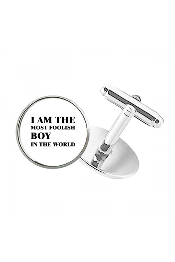 I Am The Foolish Boy Round Button Cuff Clip Stud Cufflinks