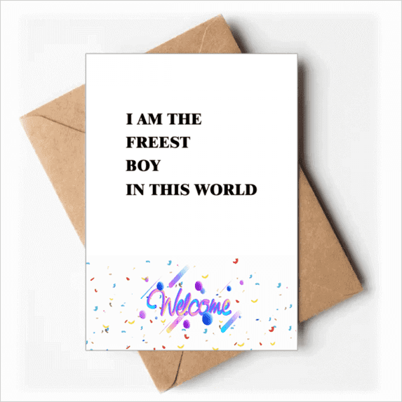 I Am The Freest Boy Art Deco Fashion Welcome Back Greeting Cards Envelopes Blank