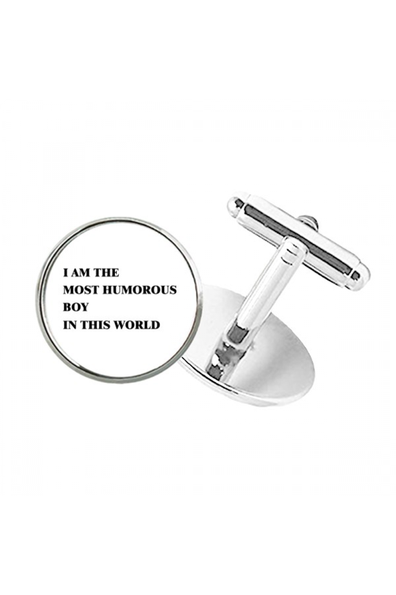 I Am The Humorous Boy Round Button Cuff Clip Stud Cufflinks