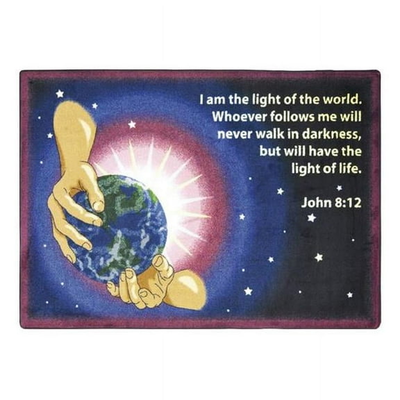 I Am The Light 3 ft.10 in. x 5 ft.4 in. WearOn Nylon Machine Tufted- Cut Pile Educational- Faith Based Rug