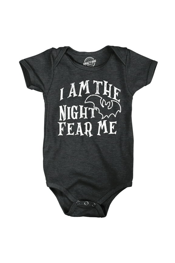 I Am The Night Fear Me Bodysuit Funny Halloween Spooky Bat Jumper for Infants