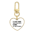 thumbnail image 1 of I Am The Precious Girl Art Deco Fashion Gold Heart Keychain Metal Keyring Holder, 1 of 3