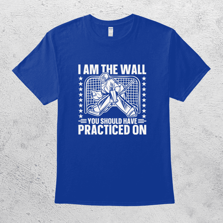 TeeRexPod I Am The Wall Funny Ice Hockey Goalie Shirt Adult Unisex Size 4XL Blue