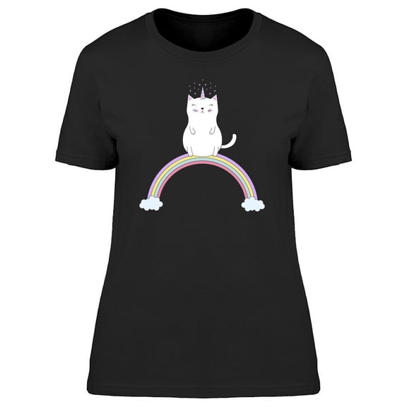 I Am Unicorn Chubby Cat Rainbow T-Shirt Women -Image by Shutterstock, Female x-Large