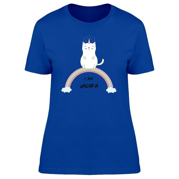 I Am Unicorn Chubby Cat Rainbow T-Shirt Women -Image by Shutterstock, Female x-Large