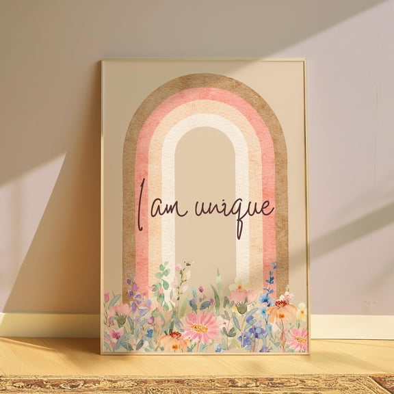 I Am Unique Boho Rainbow Inspirational Decor Wall Art
