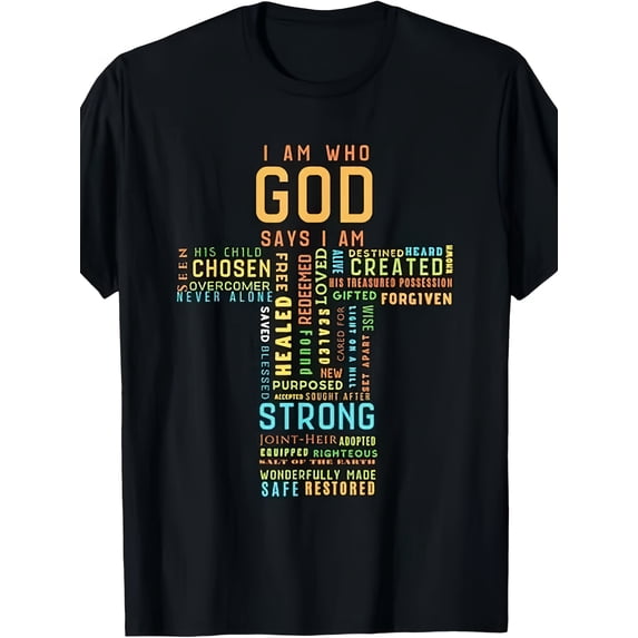 I Am Who God Says I Am Christian Faith T-Shirt - Unisex Religious Verse Tee Comfortable Breathable Cotton Crew Neck Casual Wear