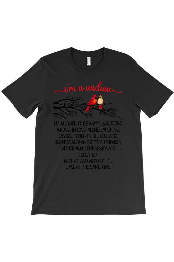 I Am Widow Couple Cardinal, Grief Awareness Graphic Design G18331 Unisex T-Shirt, Up to Size 5XL