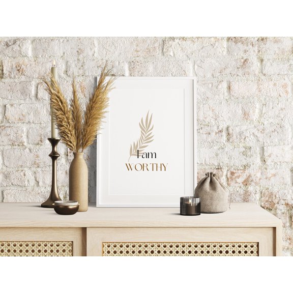I Am Worthy Wall Art Print Neutral Aesthetic Decor, Unframed Paper Poster 11x14in