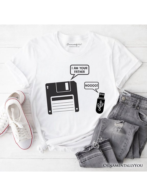 I Am Your Father Floppy Disk T-Shirt, Funny USB Retro Dad Computer Nerd Tee