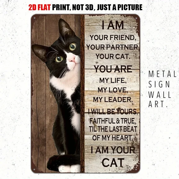 I Am Your Friend Black Cat Wall Art Cat Lover Sign Gift 8"X12" Funny Iron Home