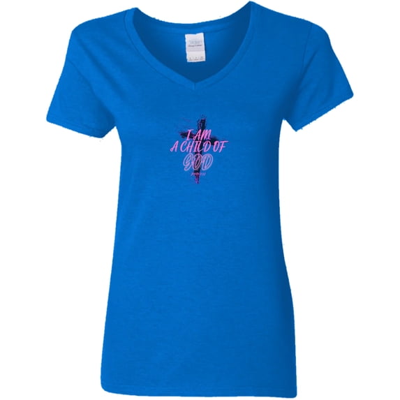 I Am a Child of God Ladies V-Neck Tee Shirt