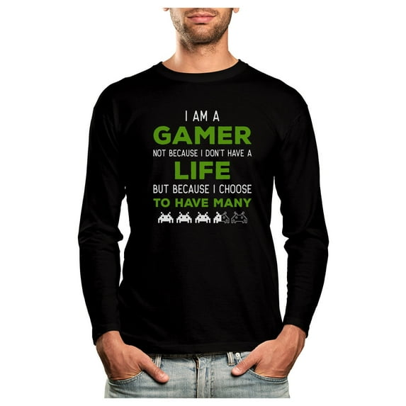 I Am a Gamer Shirt Funny Gamer Gift Cool Gaming Long Sleeve T-Shirt Medium Black