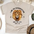 thumbnail image 1 of I Am the Resurrection and the Life T-Shirt – Lion of Judah Scripture Shirt, Sand, Size XL, 1 of 6