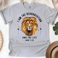 thumbnail image 1 of I Am the Resurrection and the Life T-Shirt – Lion of Judah Scripture Shirt, Sport Grey, Size 4XL, 1 of 6