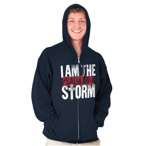 I Am the Storm Psalm 56 Scripture Unisex Plus Size Zip Hoodie Brisco Brands 5X