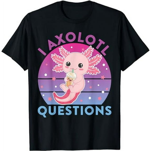 I Ask Axolotl Questions Kids Cute Axolotl Retro Vintage T-Shirt