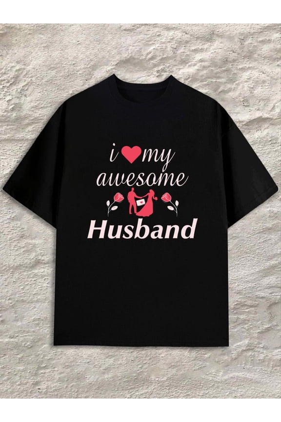 I My Awesome Husband men black Daily and weekend wear Funny Unisex Shirt Short Sleeve tshirts Unique Design Unisex Shirt Cotton tshirts Unique Design Unisex Shirt Graphic tshirts