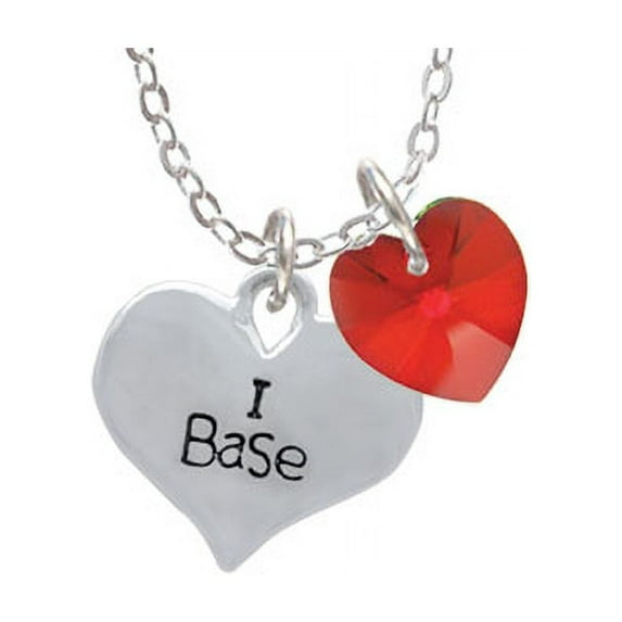 I Base Heart - Red Crystal Heart Sophia Necklace, 18"+1"