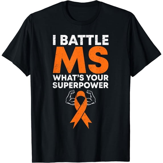 I Battle MS-What's Your Superpower Awareness Ribbon T-Shirt