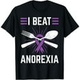 thumbnail image 1 of I Beat Anorexia Awareness Eating Disorder Purple Ribbon Gift T-Shirt, 1 of 4