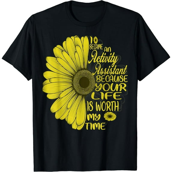 I Became An Activity Assistant Flower Vintage T-Shirt Black 3X-Large