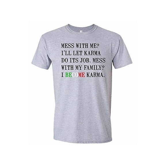 I Become Karma Italian Tee X-Large Light Grey
