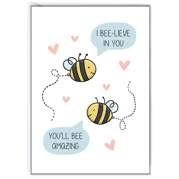 I Bee-Lieve in You Card  Cute Bee Design with Encouraging Message  Blank Inside, Perfect for Any Occasion, Includes Envelope