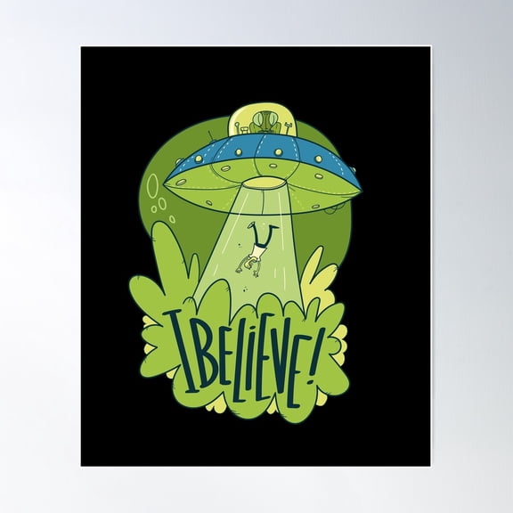 I Believe , Alien Abduction Conspiracy Theory Vintage Distressed Poster Wall Art, Modern Wall Decor For Living Room Bedroom, 24x36 UNFRAMED
