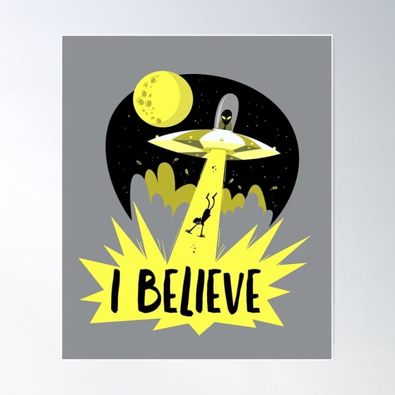 I Believe , Alien Abduction Mars Conspiracy Theory Vintage Distressed Poster Wall Art, Modern Wall Decor For Living Room Bedroom, 8x12 UNFRAMED