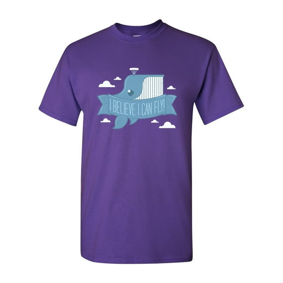 I Believe I Can Fly Whale Animals BeanePod Artworks Art Funny DT Adult T-Shirt Tee