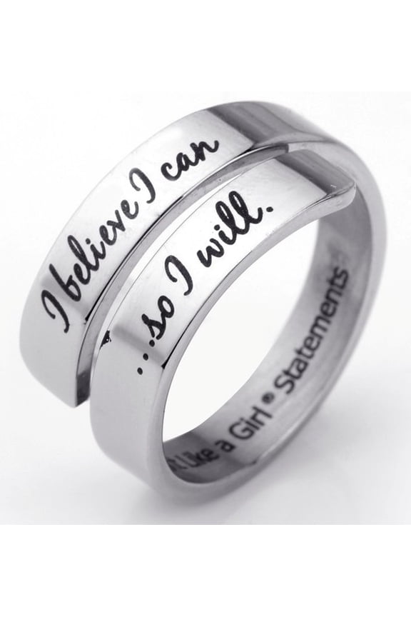 I Believe I Can Open Wrap Ring - Silver [Size 8]