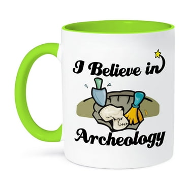 3dRose, I Believe In Archeology, 15oz Two-Tone Green Mug