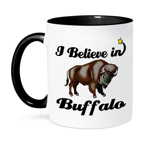 3dRose, I Believe In Buffalo, 15oz Two-Tone Black Mug