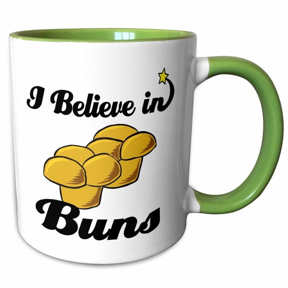 3drose, I Believe in Buns, 15oz Two-tone Green Mug