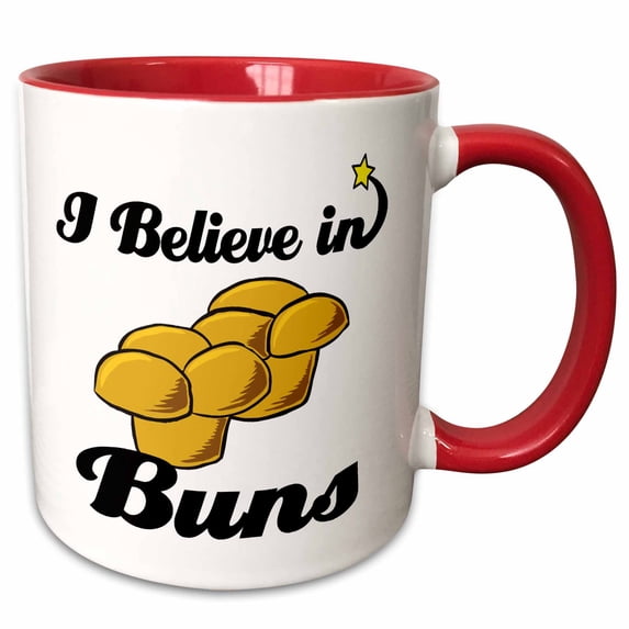 3drose, I Believe in Buns, 15oz Two-tone Red Mug